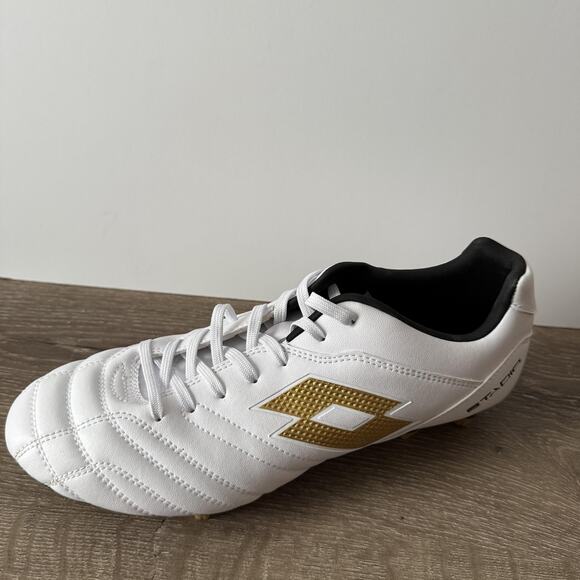Lotto Stadio Soccer Cleat Shoes Mens Size 8 White Gold Firm Ground 219545 - Picture 13 of 13